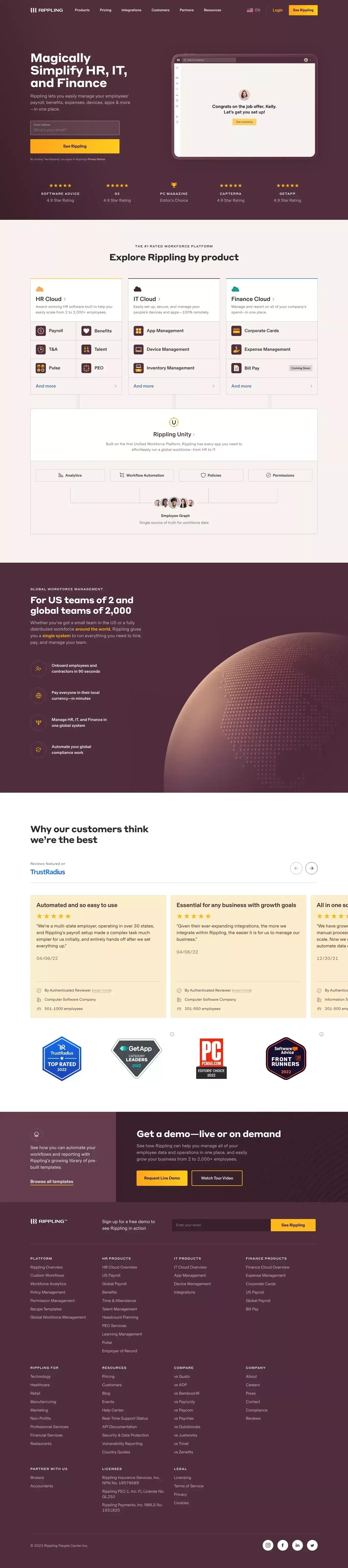 Rippling: #1 Workforce Management Platform | HR, IT, Finance - website design