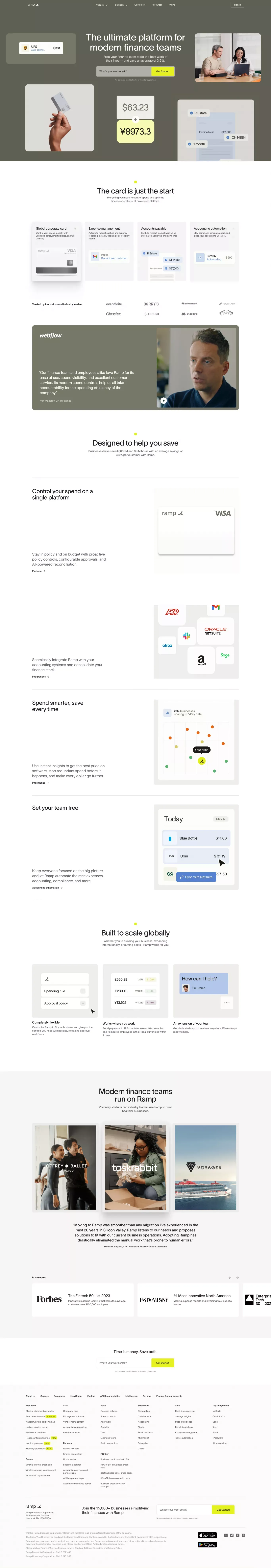 Ramp | Corporate Cards and Finance Automation That Scales - Landing design