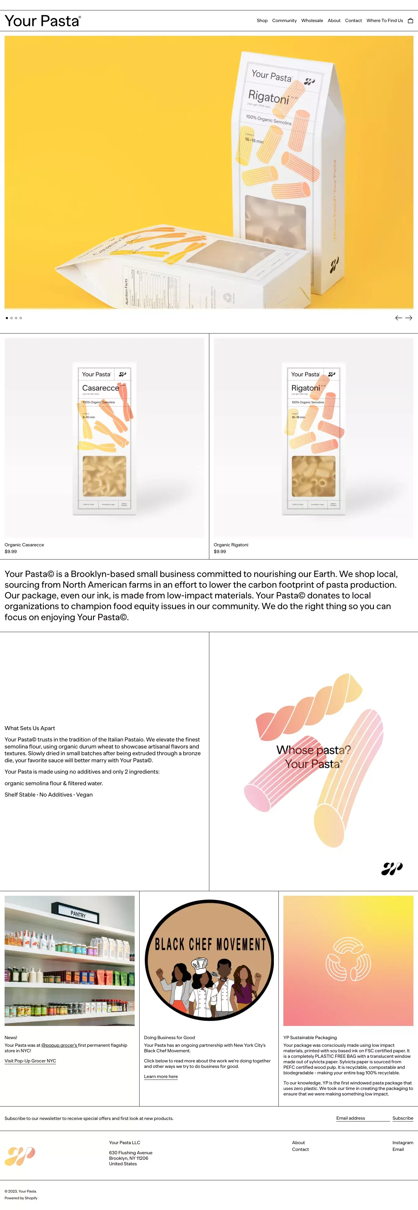 Your Pasta Shop - Ecommerce design