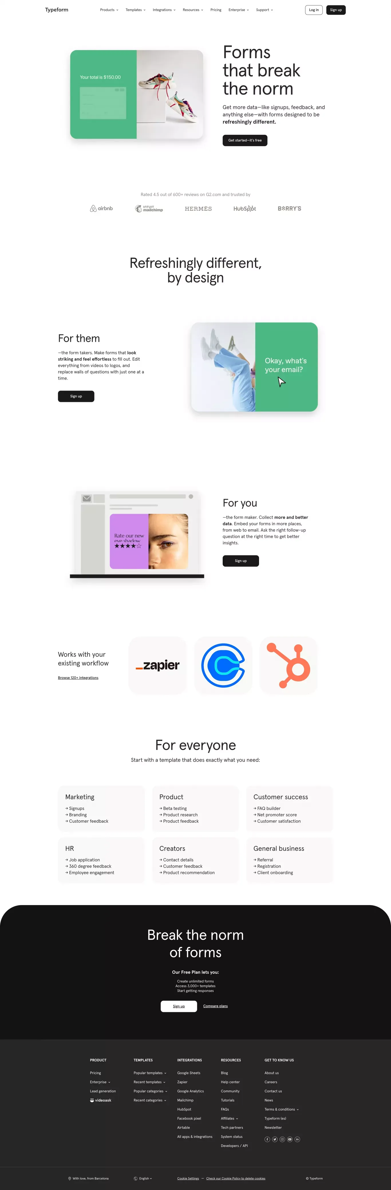 Typeform: People-Friendly Forms and Surveys - Landing design