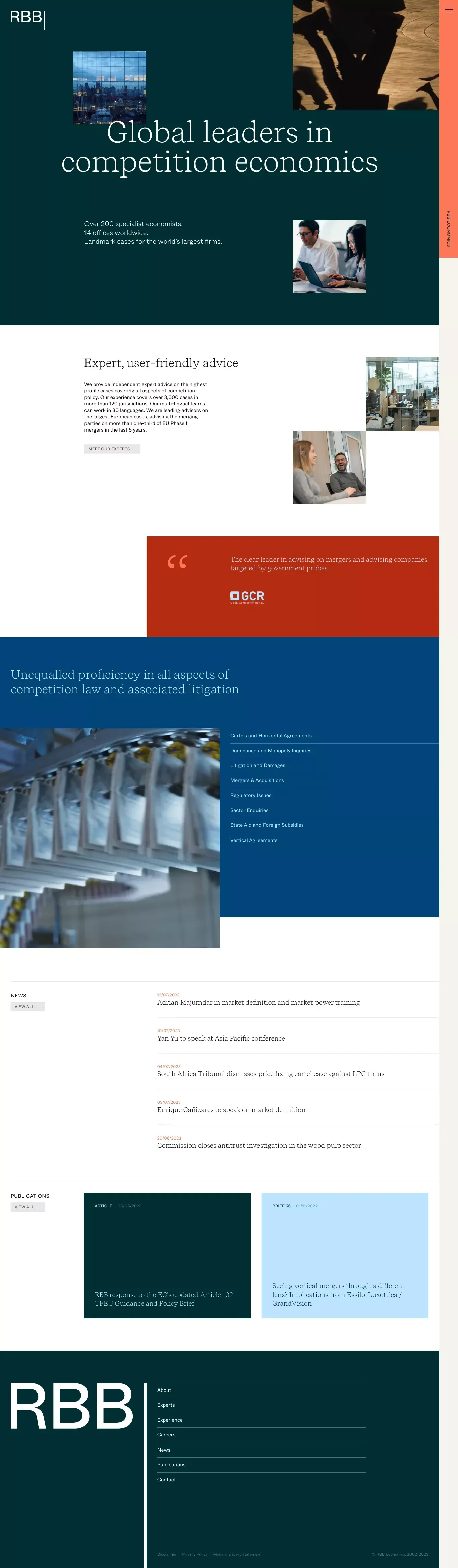 Global leaders in competition economics - RBB Economics - website design