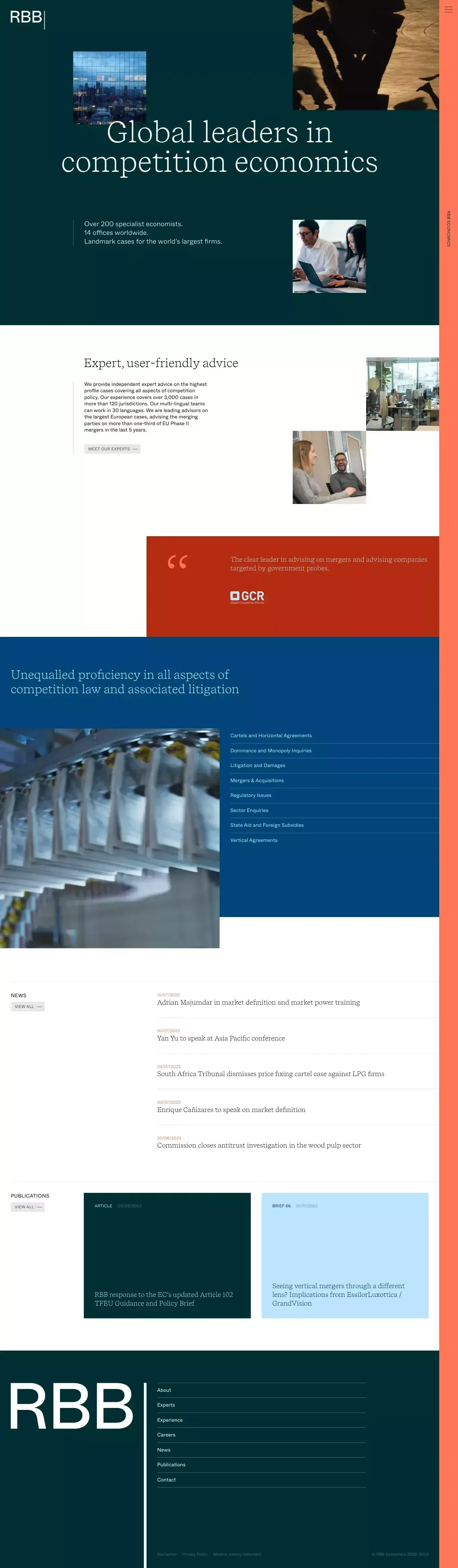 Global leaders in competition economics - RBB Economics - Landing design