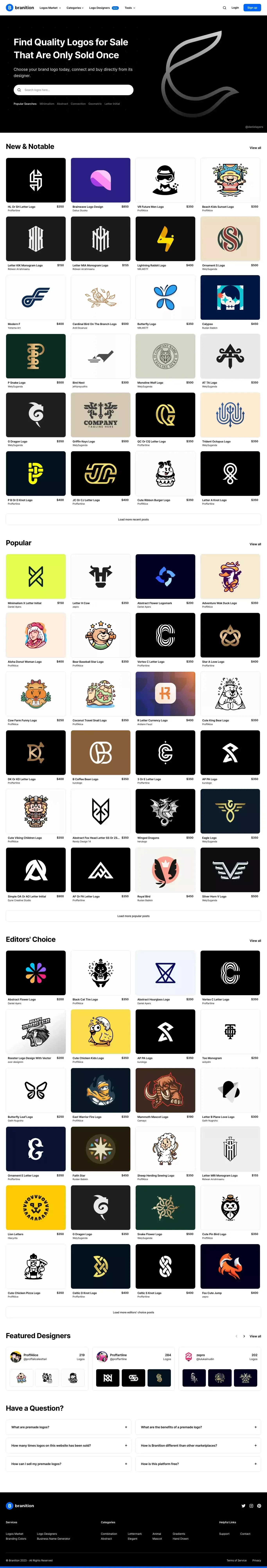 Branition - Quality Premade Logos for Sale (Sold Once) - website design