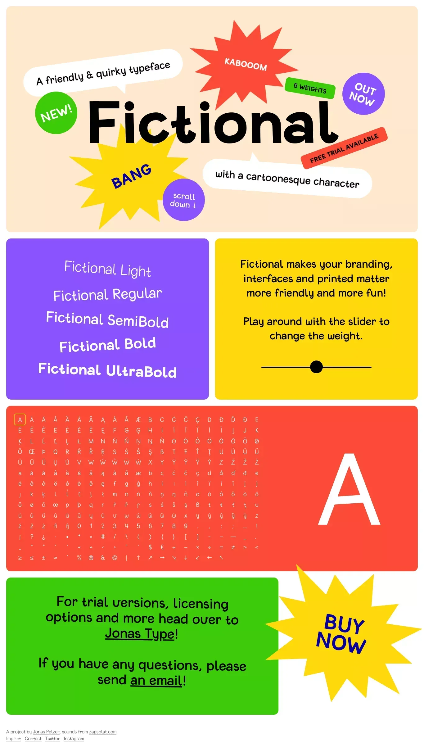 Fictional – A friendly & quirky typeface with a cartoonesque character - website design