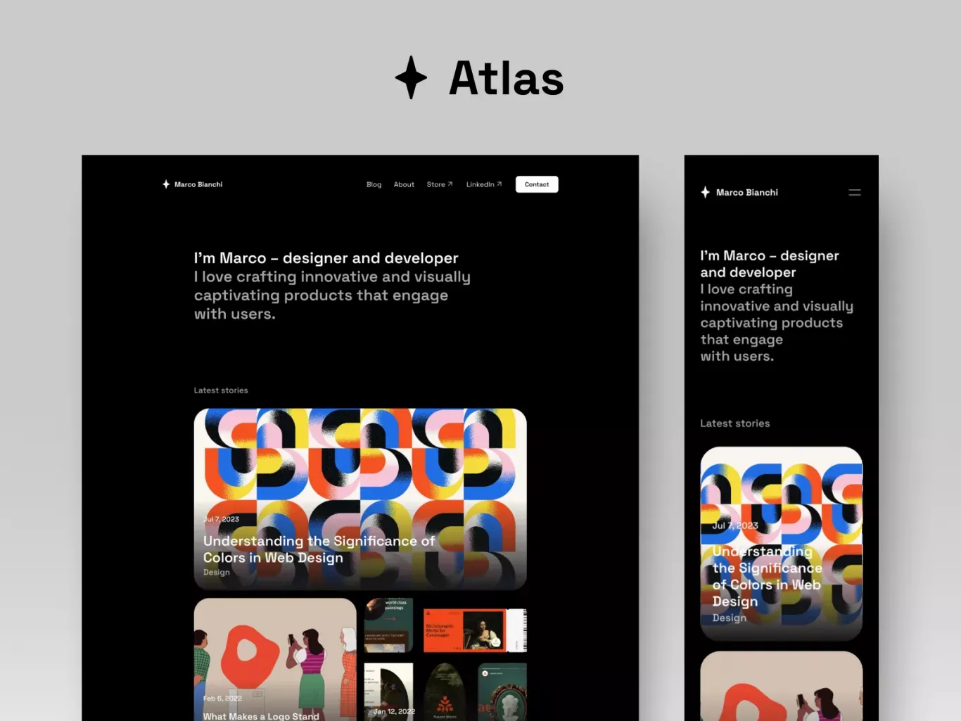 Atlas â Minimal personal Framer template - Template design
