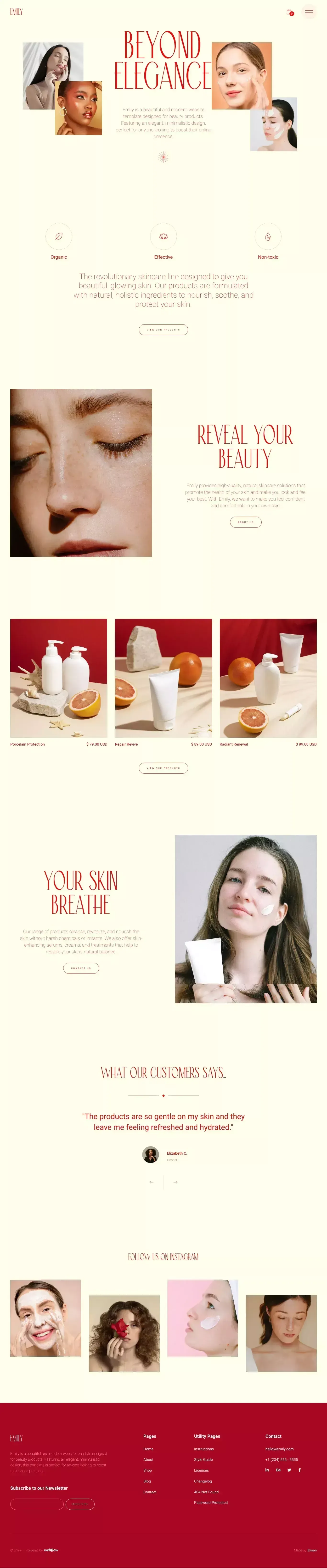Emily - Webflow Ecommerce Website Template - Template design