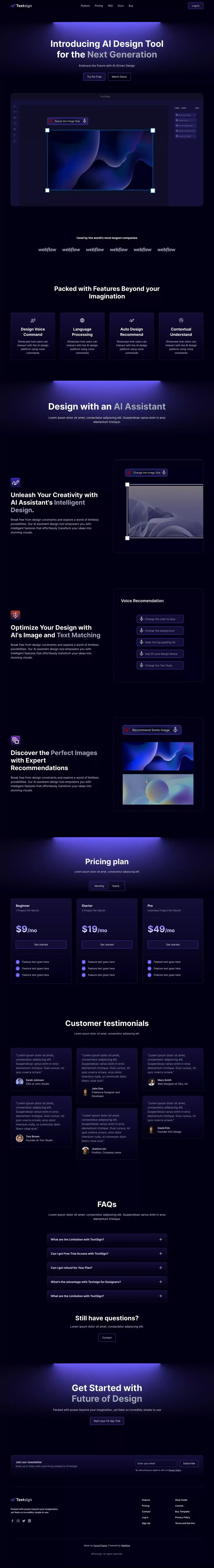 Textsign - Webflow HTML Website Template - Template design