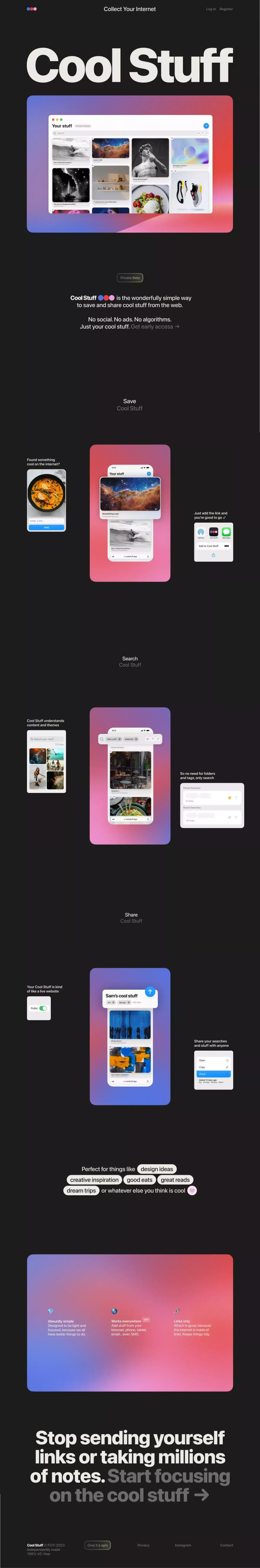 Cool Stuff - Landing design