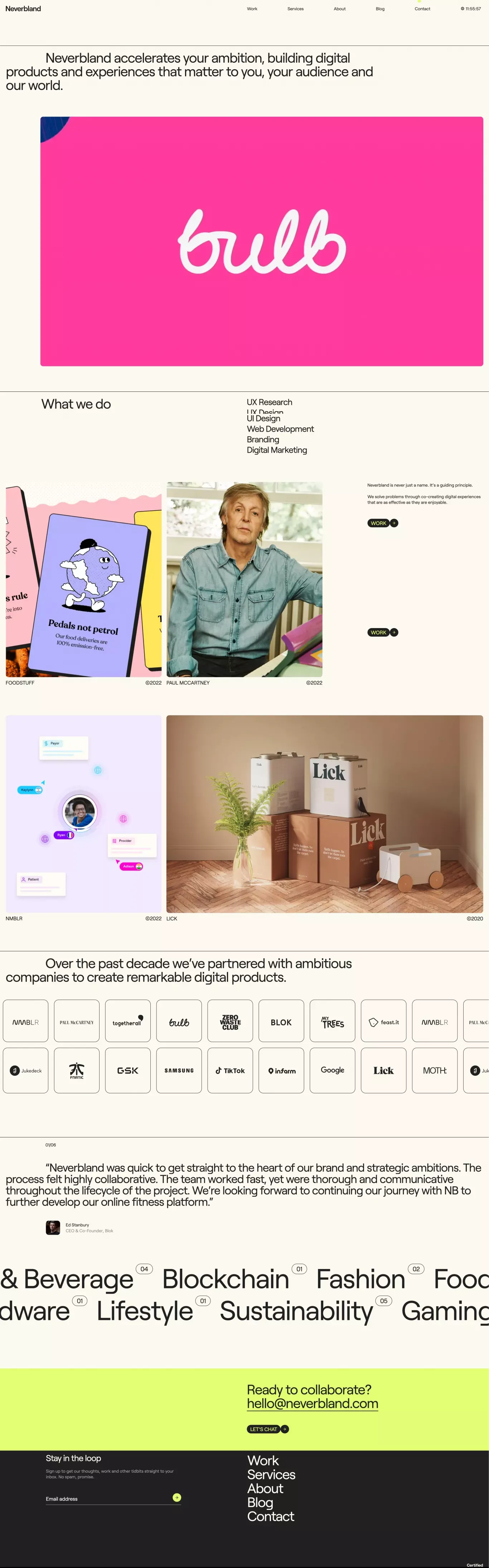 Digital Product Studio & Agency, London  | NEVERBLAND® - Portfolio design