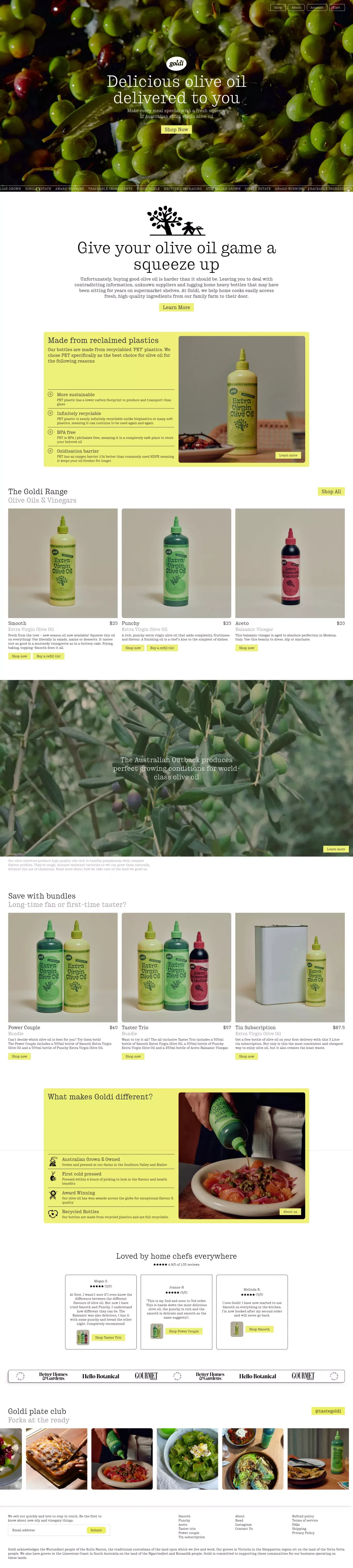 Goldi - Australia's Best Extra Virgin Olive Oil - Ecommerce design
