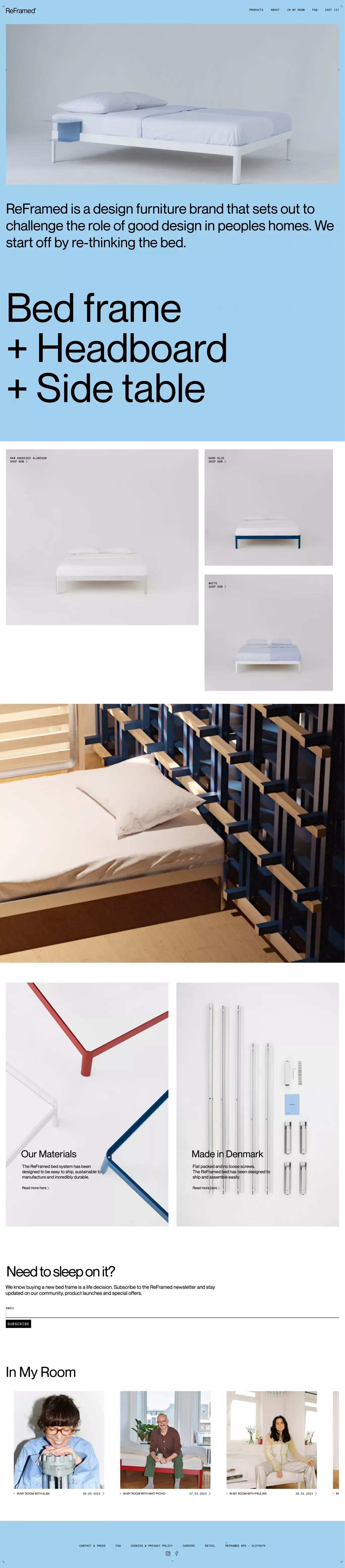 Designer furniture for your bedroom - ReFramed - Ecommerce design