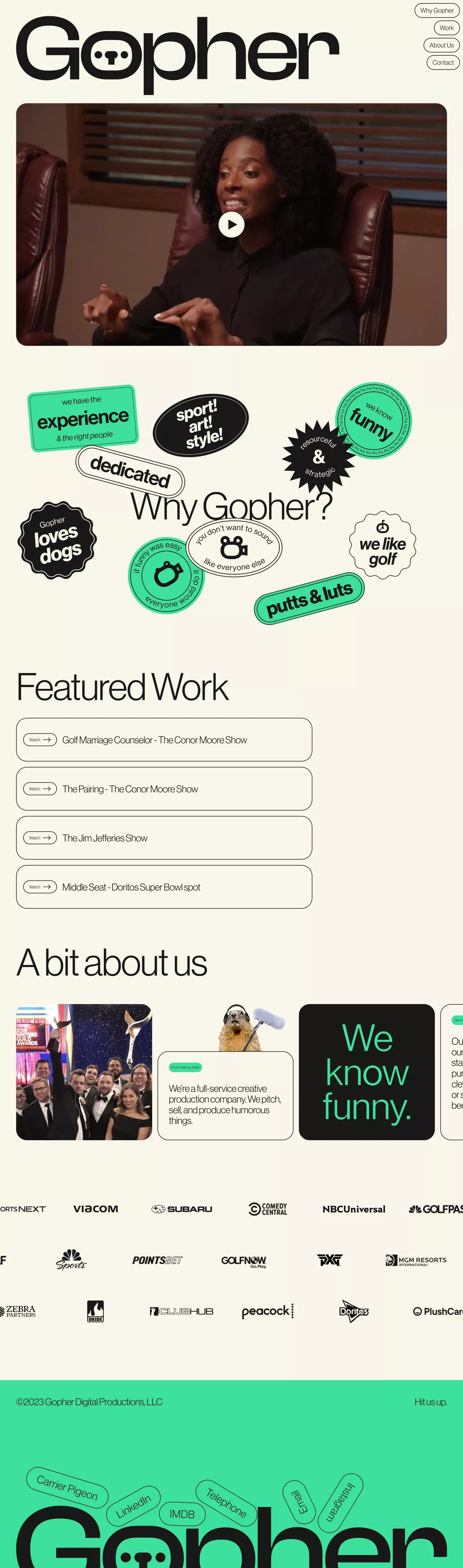 Gopher Productions - Portfolio design