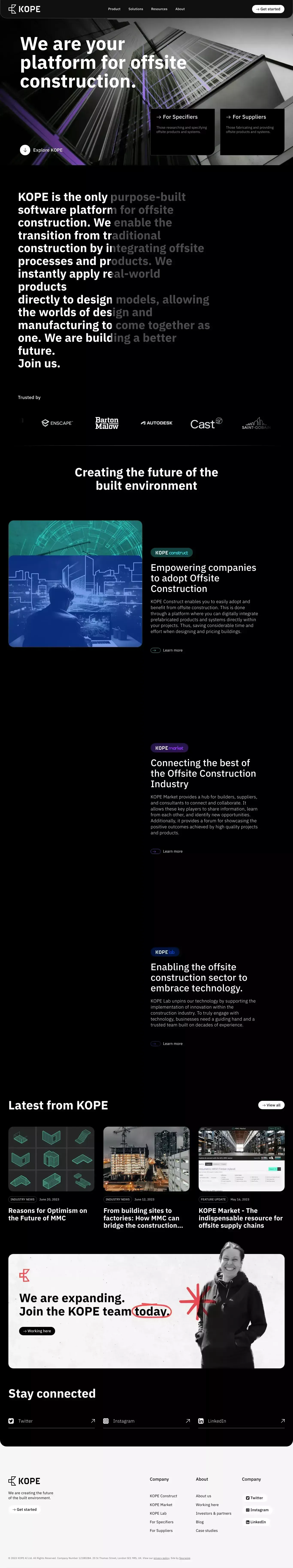 Your platform for offsite construction | KOPE - Landing design