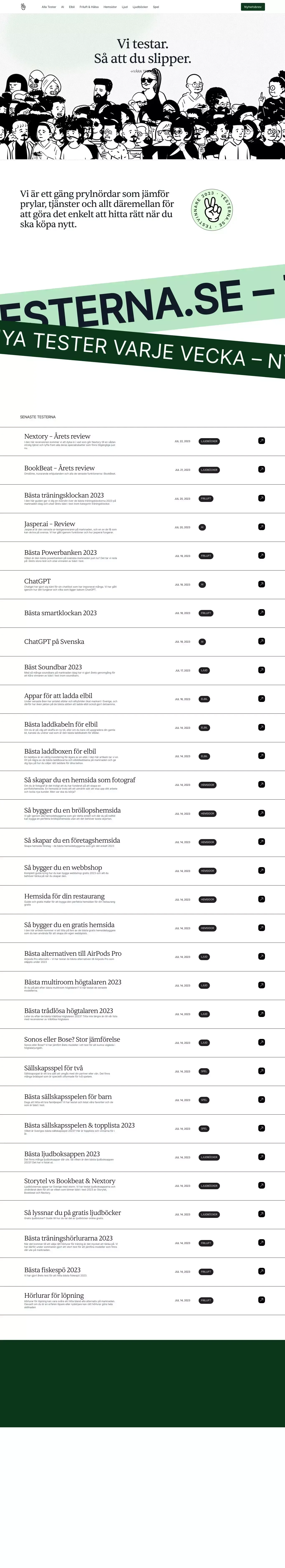 Testerna – Jämförelser på allt du behöver - Blog design