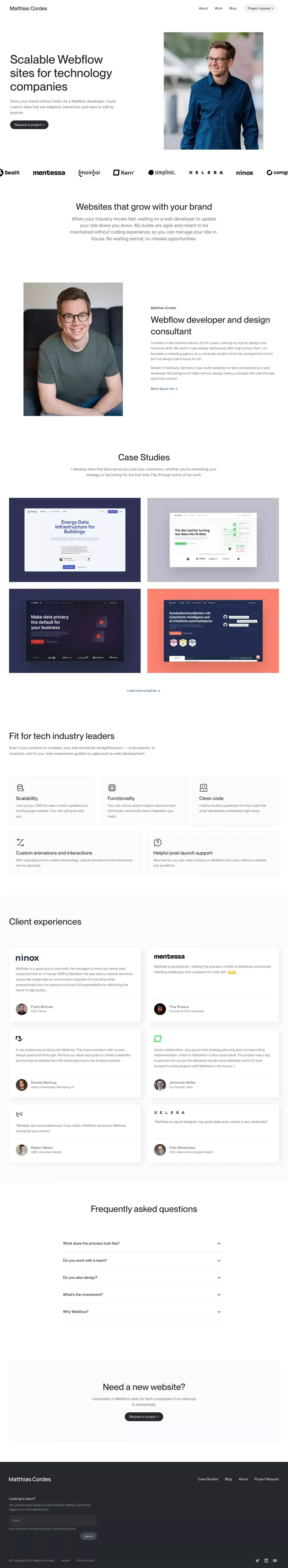 Matthias Cordes - Webflow Developer & Design Consultant from Hamburg, Germany - Portfolio design