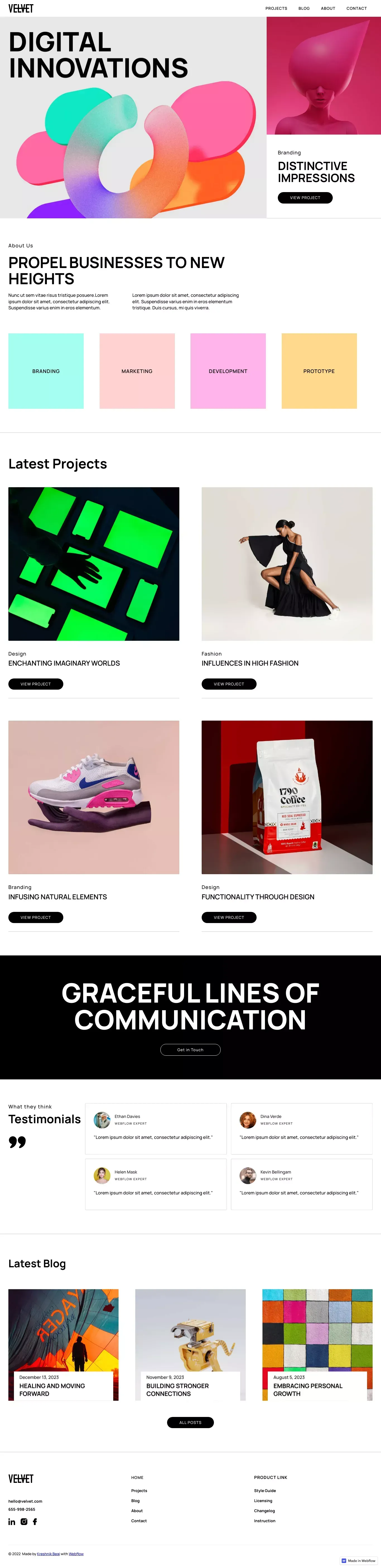 Velvet - Webflow HTML website template - Template design