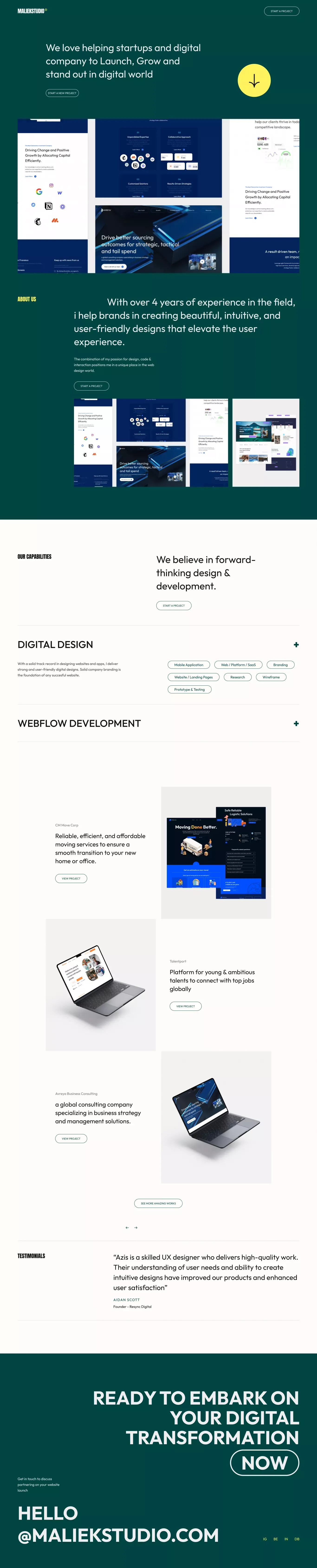 Maliek Studio | UI Design & Webflow Specialist based in Bali - Portfolio design