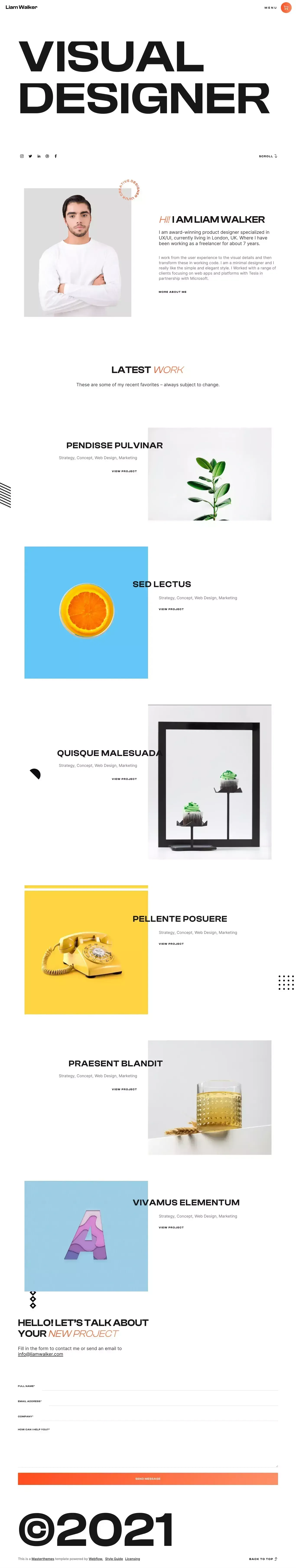 Liam Walker - Webflow HTML website template - Template design