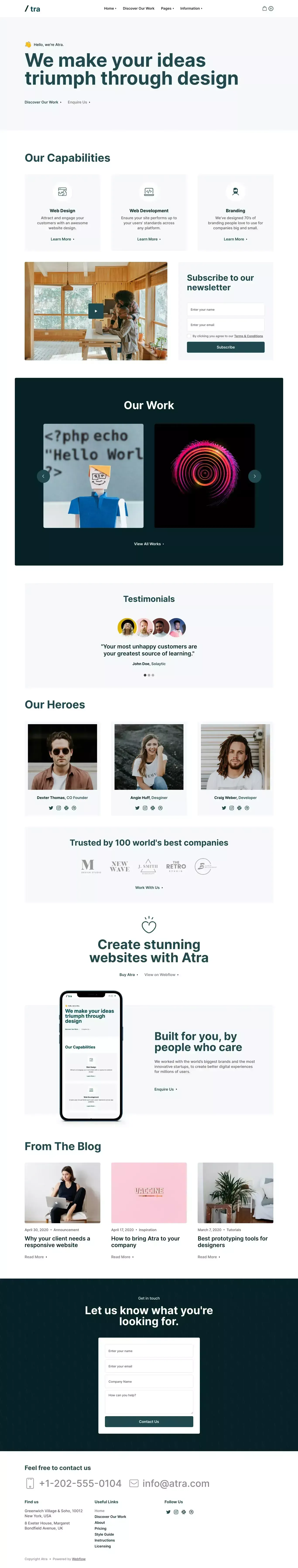 Atra - Webflow Ecommerce website template - Template design