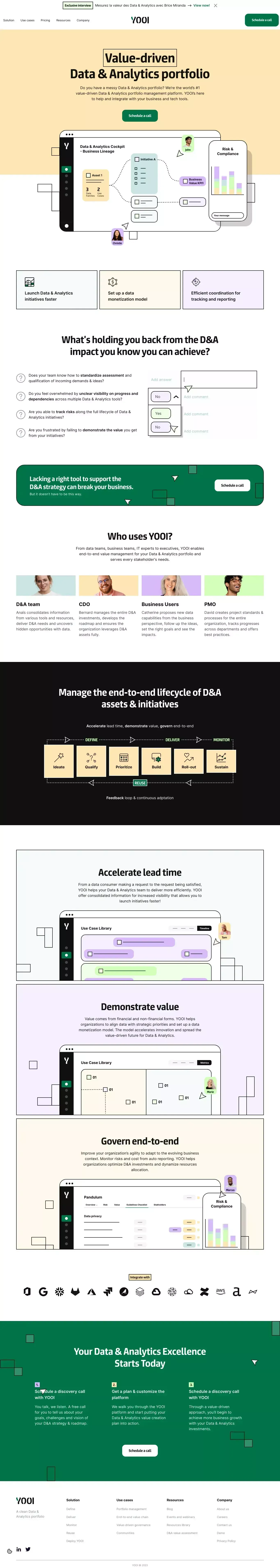 YOOI | Data & Analytics value management - website design