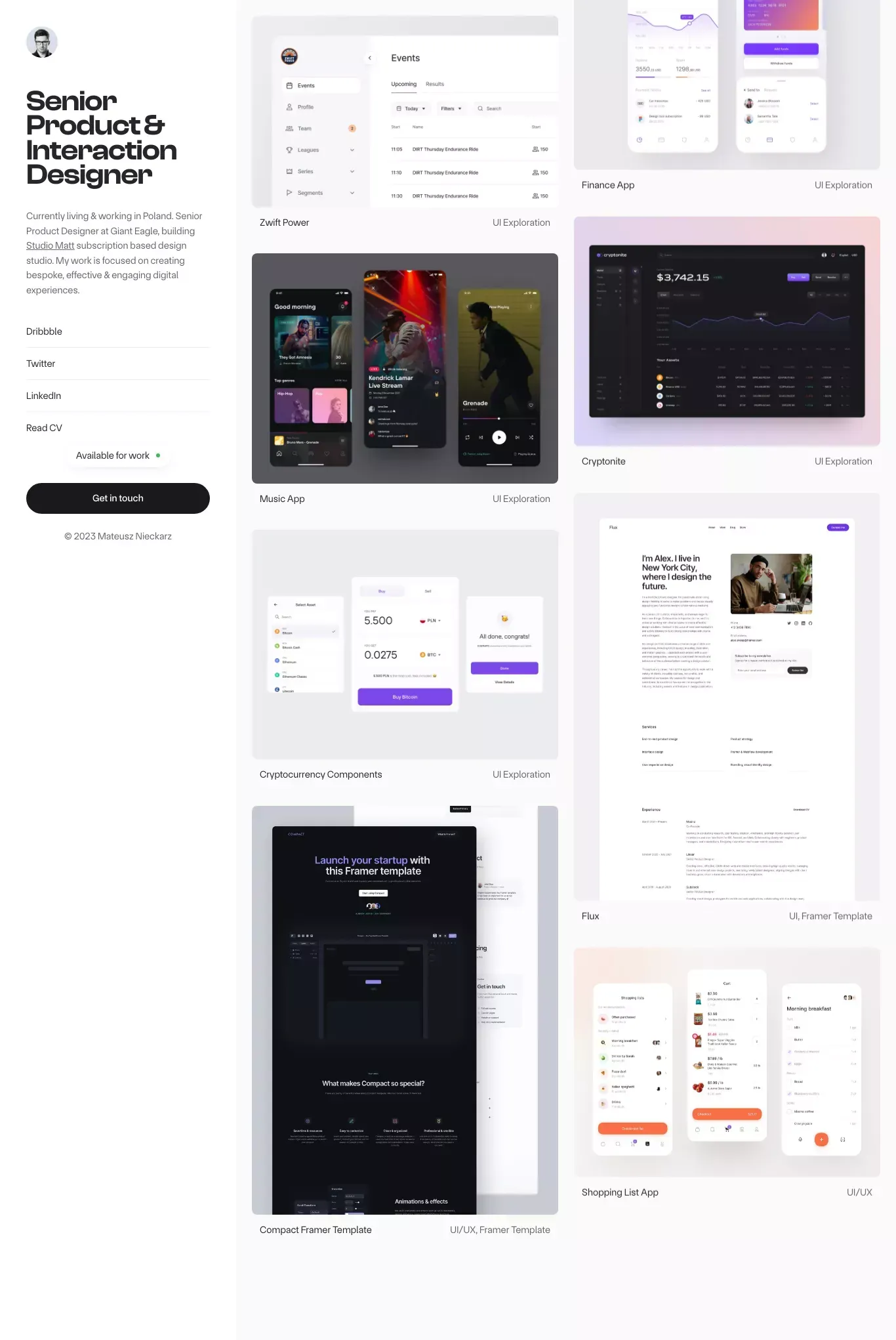 Mateusz Nieckarz â Senior Product & Interaction Designer - website design