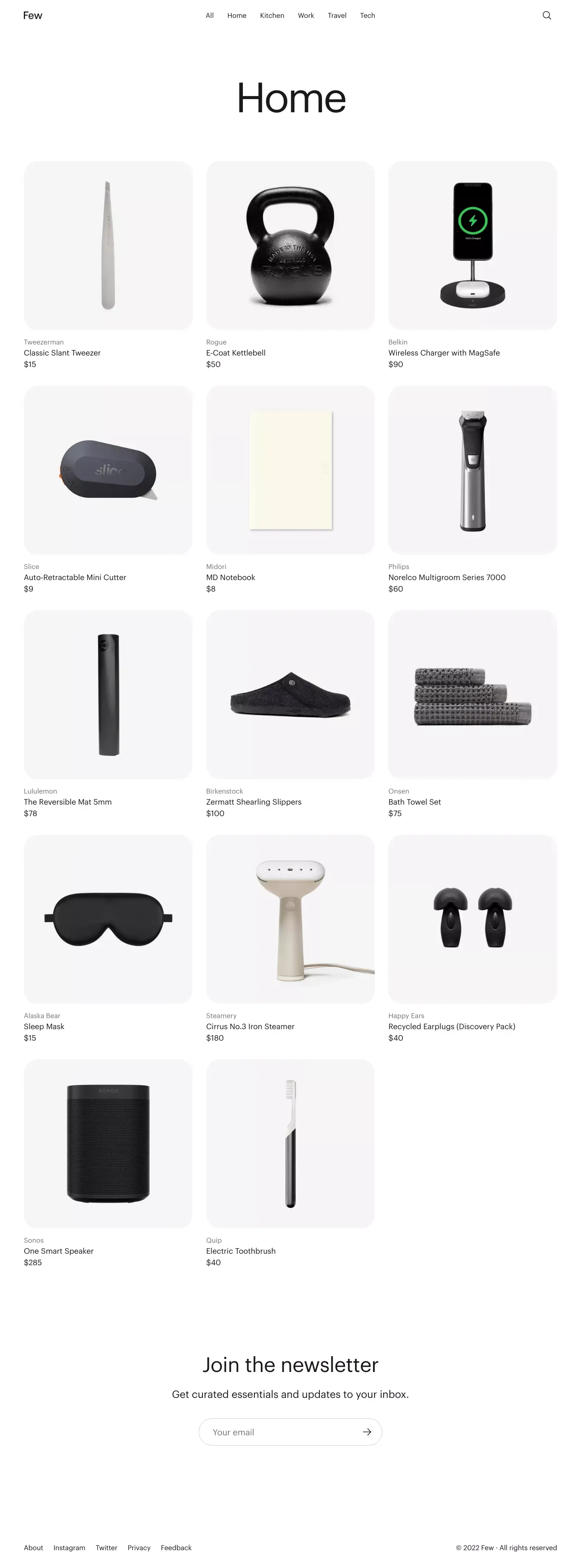 Home Essentials - Few - Product listing design