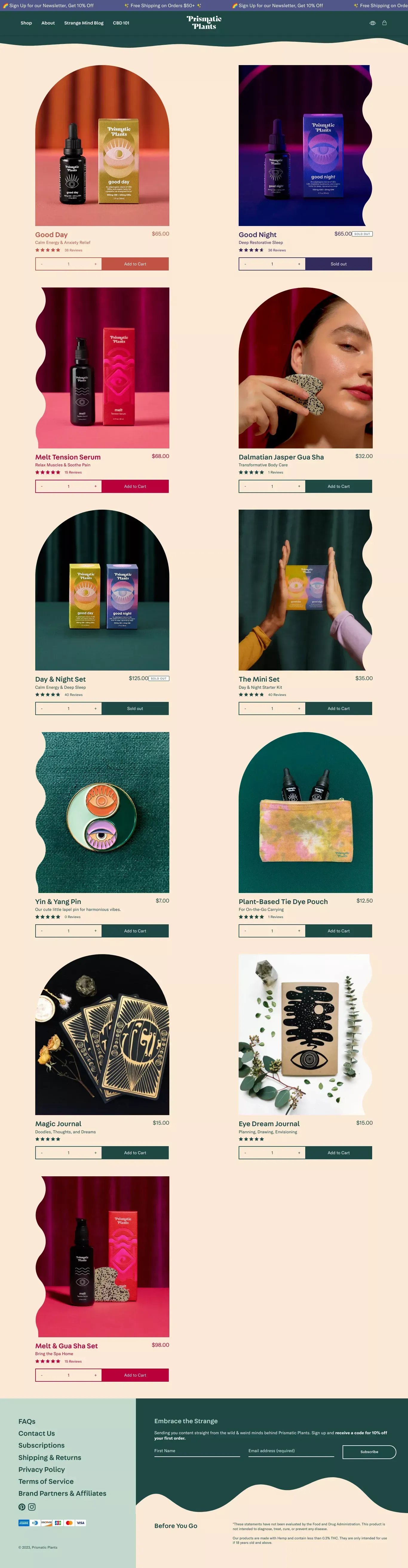 CBD, CBDa, CBN & CBG products | Prismatic Plants - Product listing design