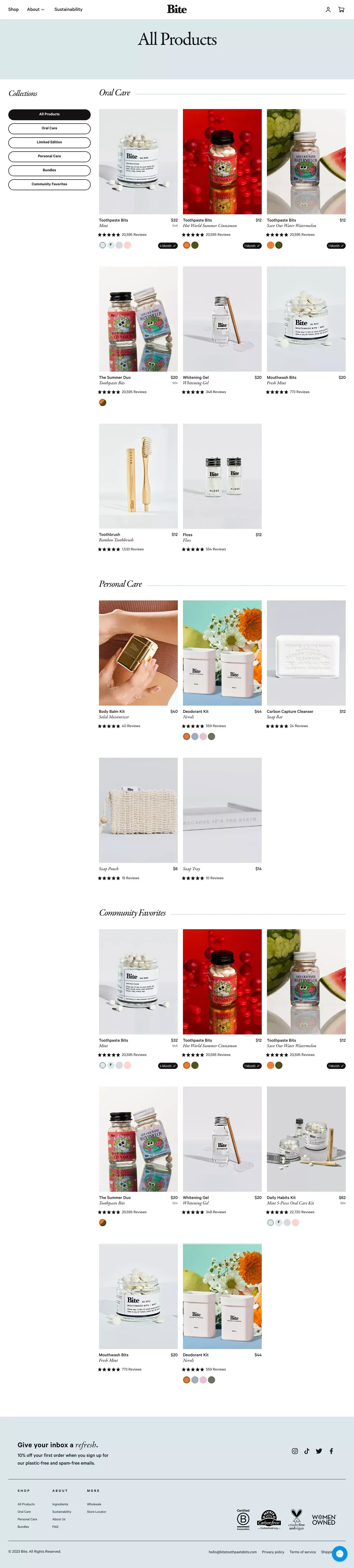 Products – Bite - Product listing design