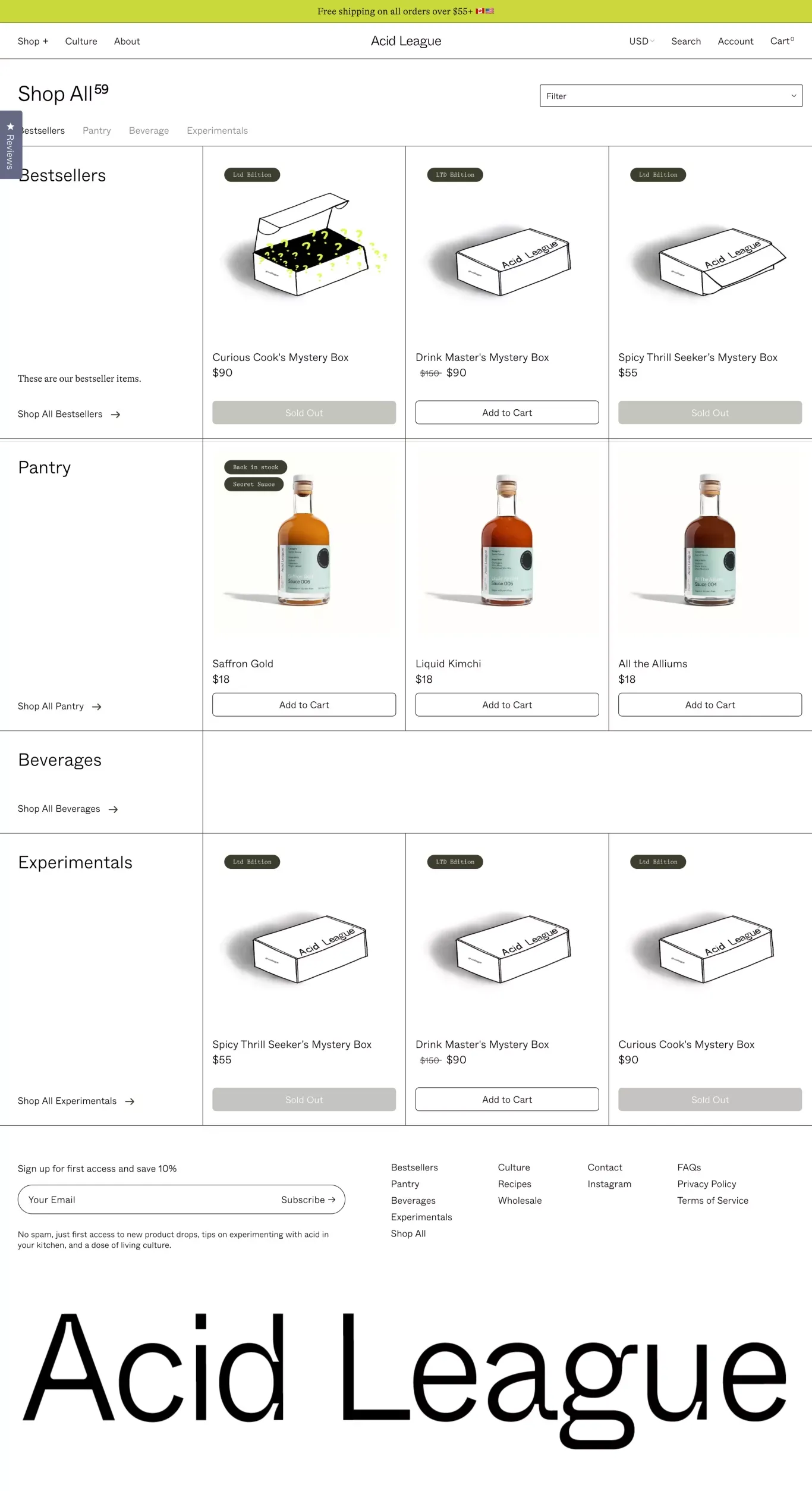 Shop All | Acid League - Product listing design