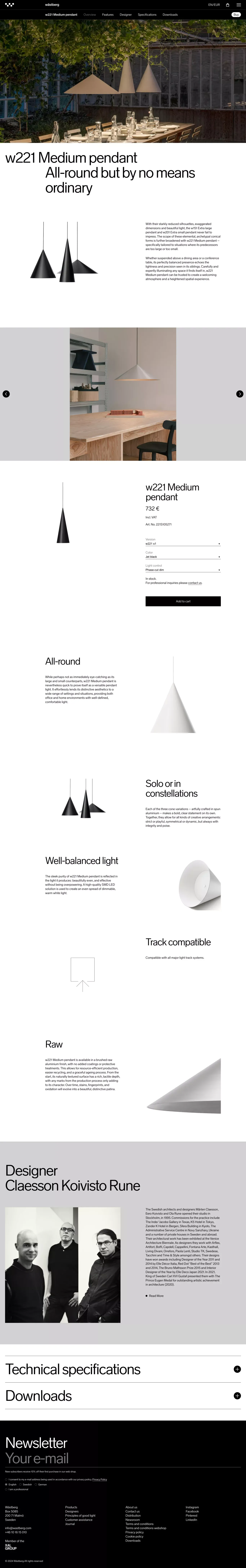 w221 Medium pendant - Design: Claesson Koivisto Rune - WÃ¤stberg - Product page design