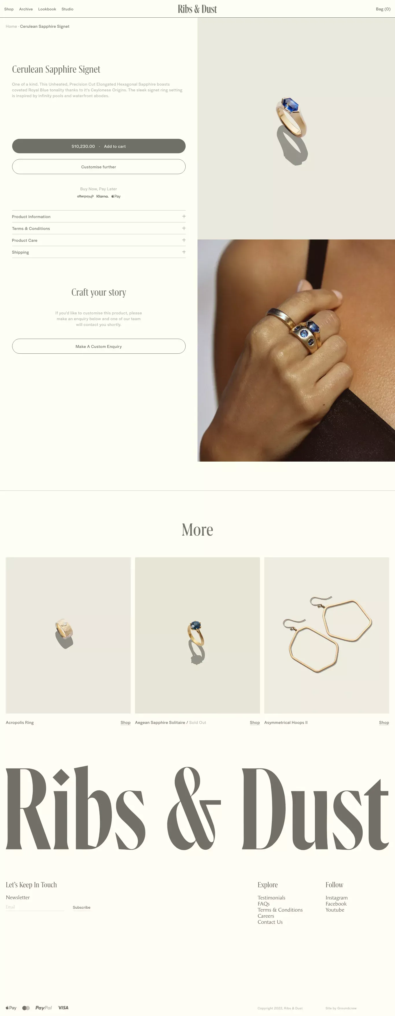 Cerulean Sapphire Signet - Product page design