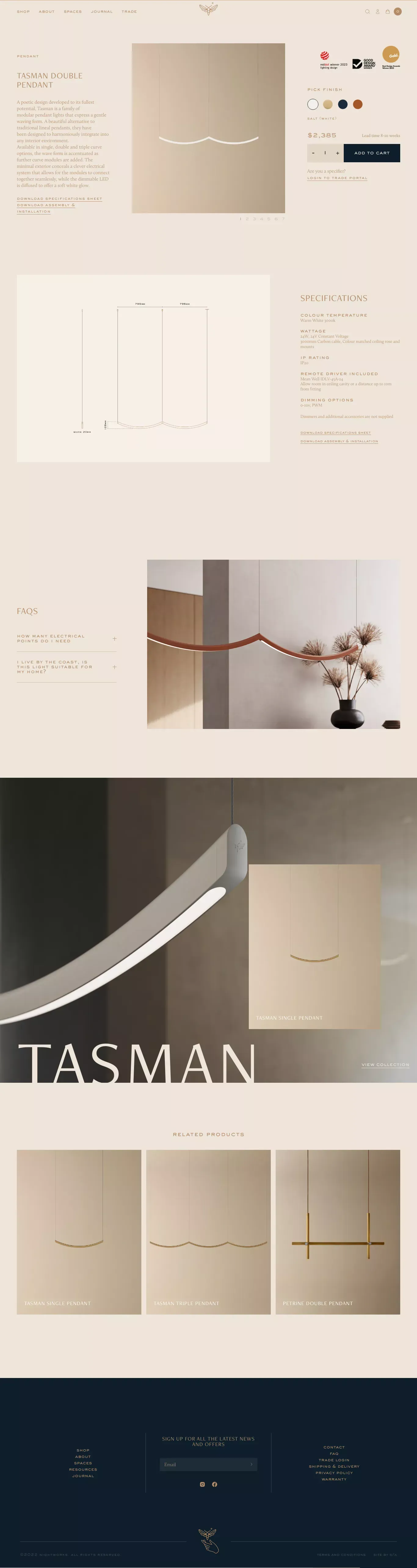 Tasman Double Pendant — Nightworks – Nightworks Studio - Product page design