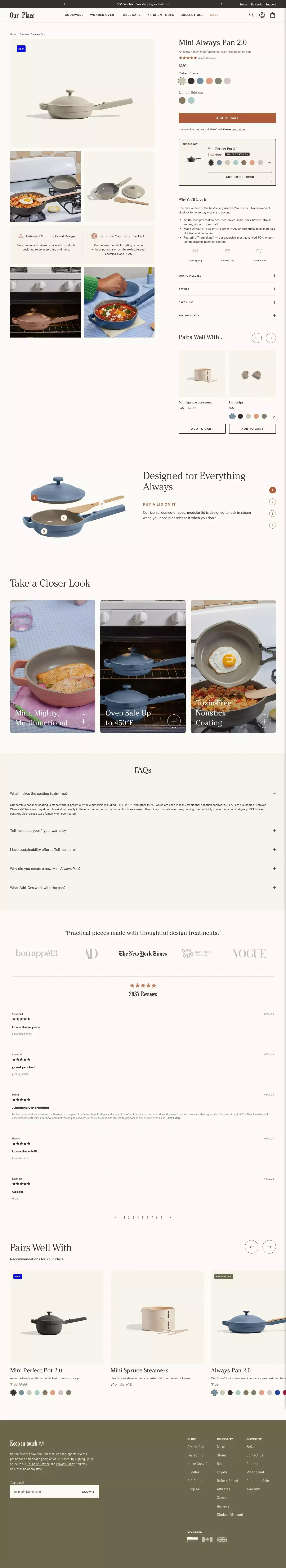 Little Pans from Our Place | Mini Always Pan |–Our Place -  US - Product page design