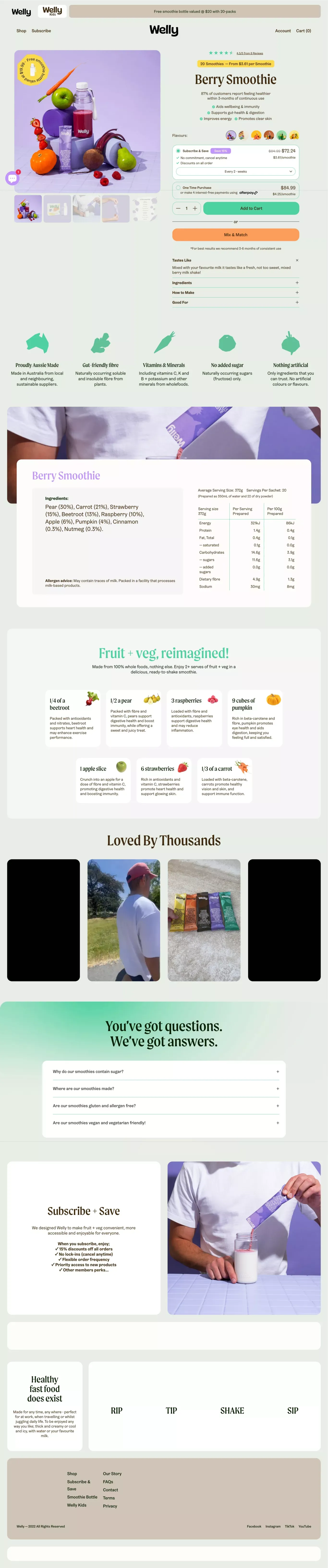 Berry for Repairing – Welly - Product page design