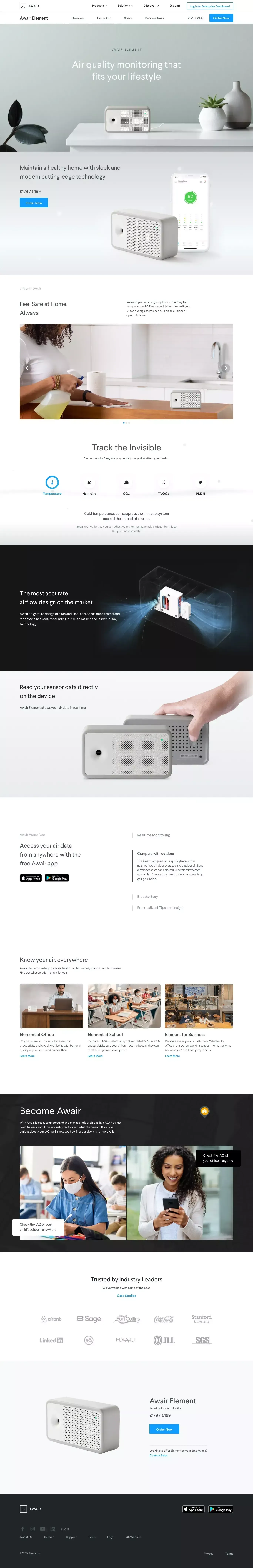 Air Quality Monitor For Your House | Awair Element - Product page design