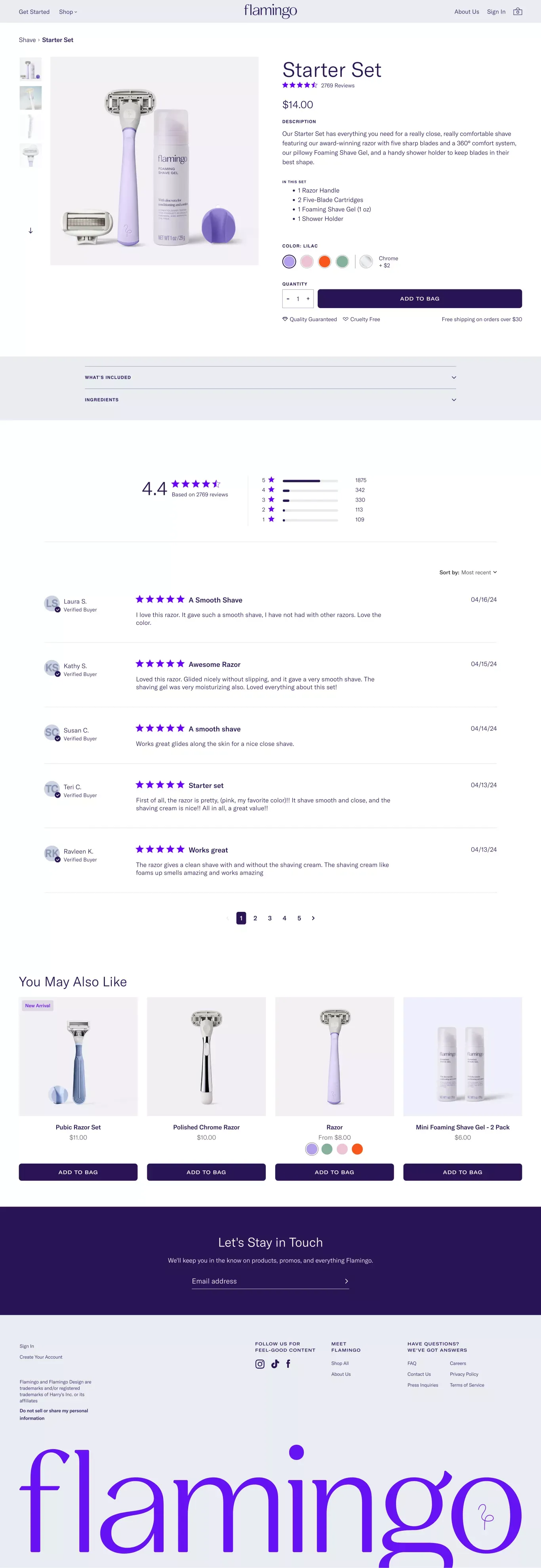 Shave Set | Flamingo - Product page design