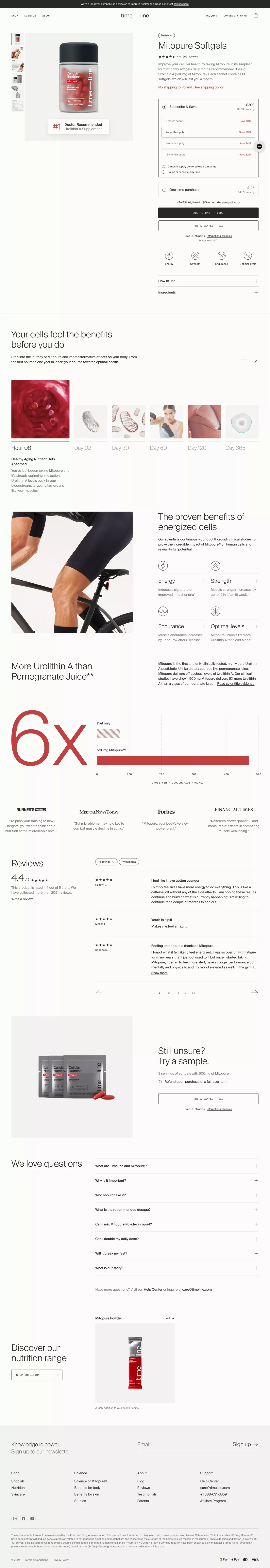 Mitopure Softgels | Timeline Nutrition - Product page design