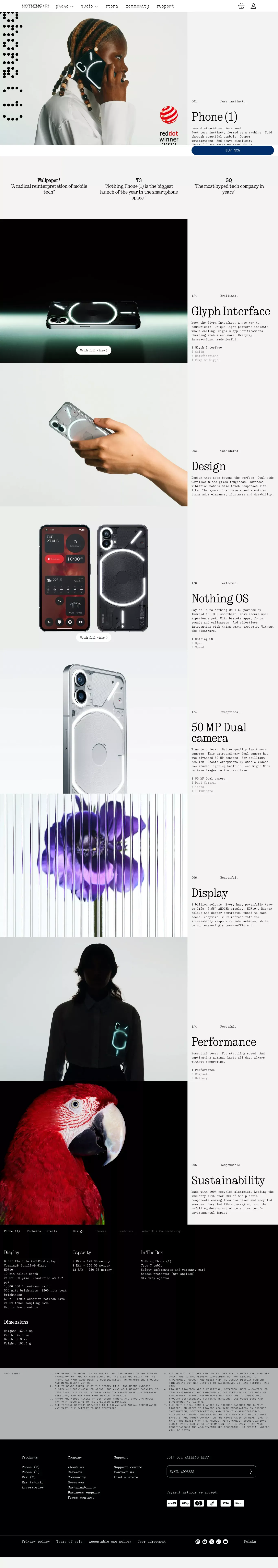 Nothing Phone (1)– Nothing Europe - Product page design
