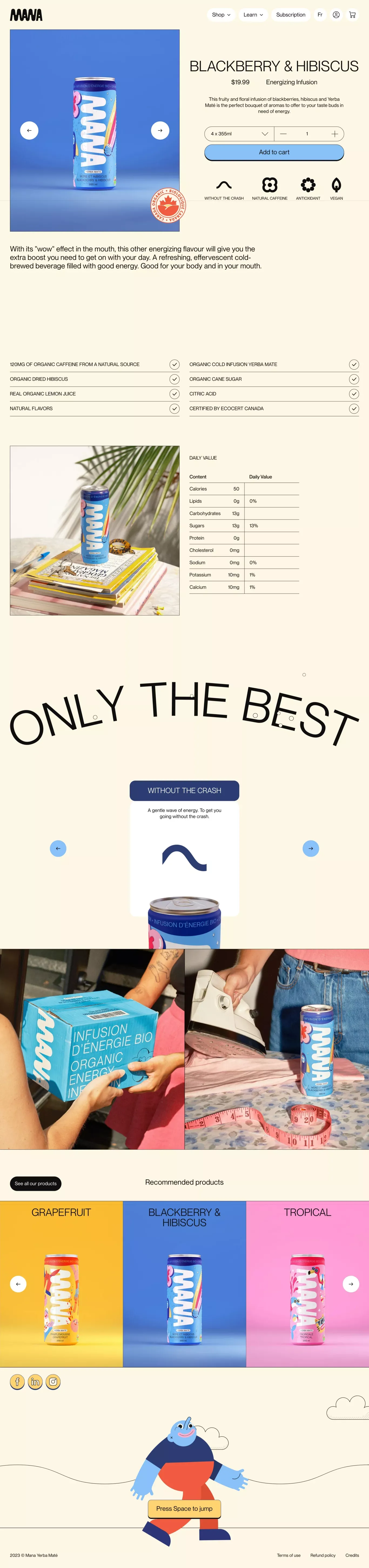 MANA yerba mate | Energizing infusion | Blackberry & Hibiscus - MANA yerba mate - Product page design