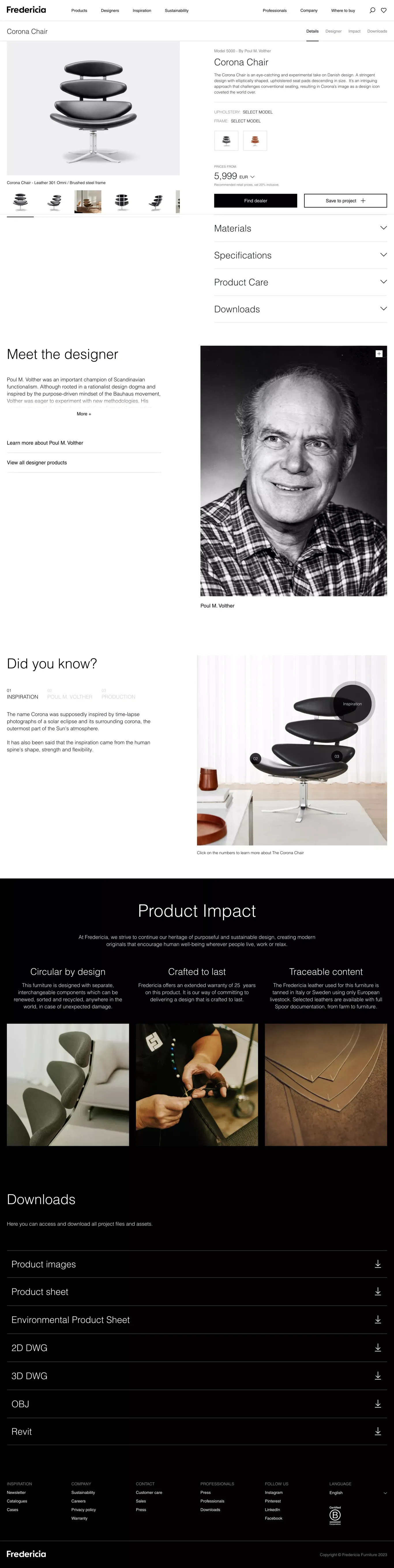The Corona Chair - Poul M. Volther - Fredericia Furniture - Product page design