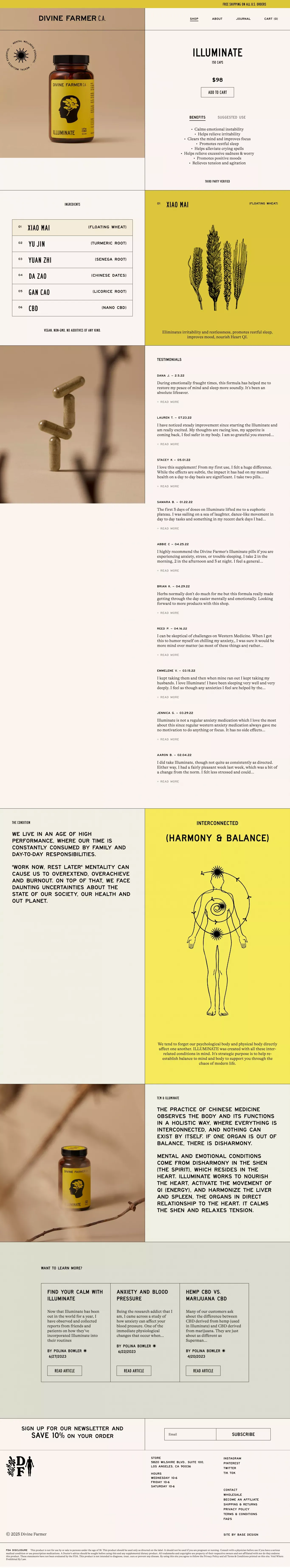 Buy Illuminate Online – Divine Farmer C.A. - Product page design