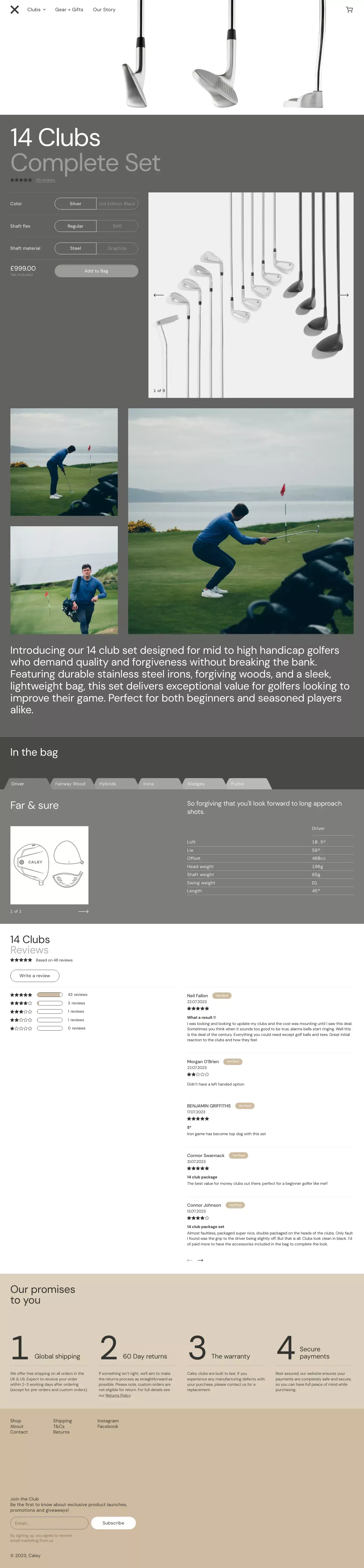 Caley —  14 Clubs - Product page design