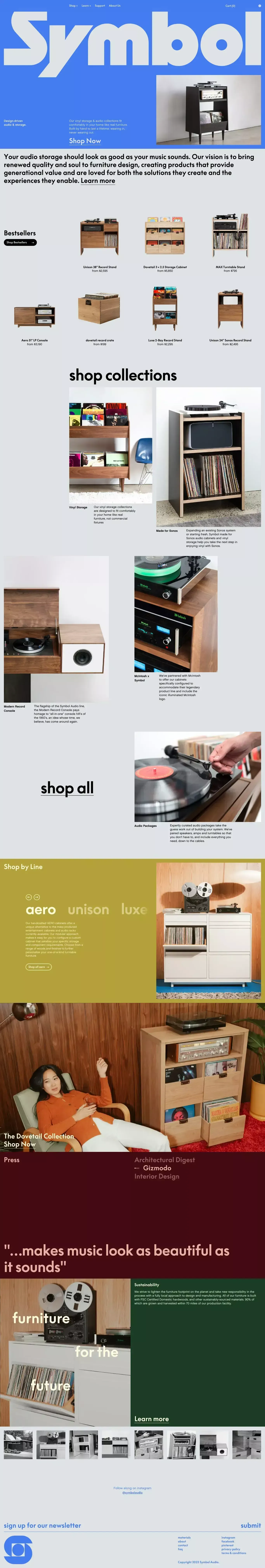 Custom Audio Furniture & Vinyl Record Storage | Symbol Audio - Ecommerce design