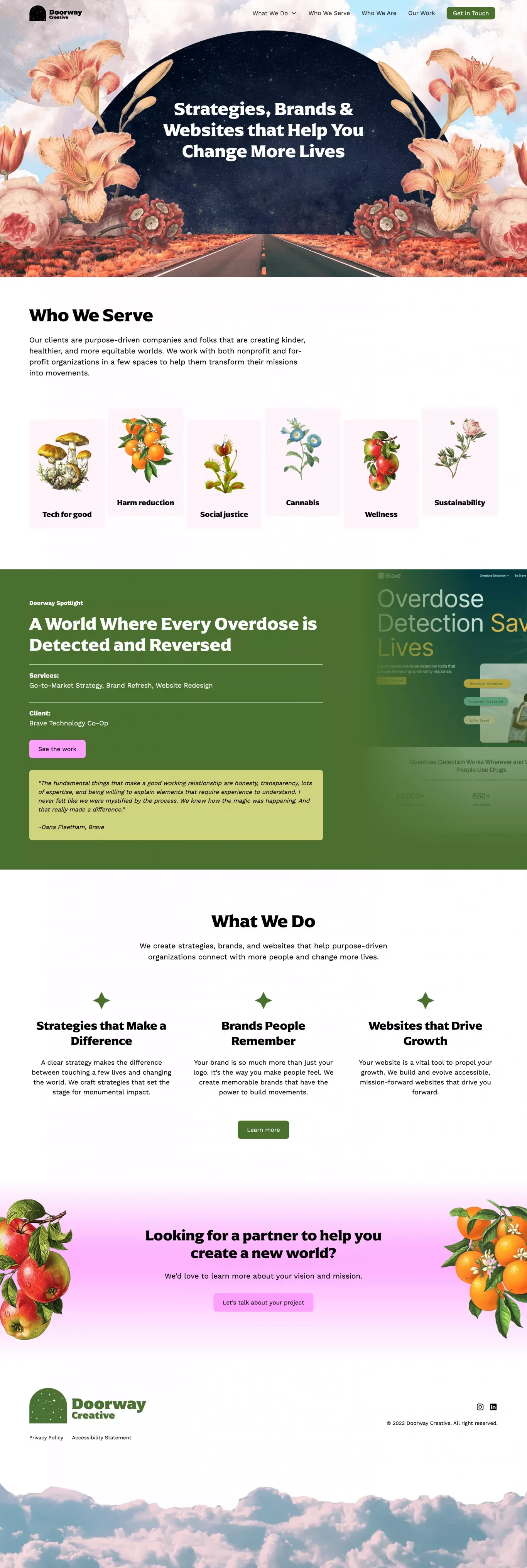 Doorway Creative | A Social Impact Agency - Landing design