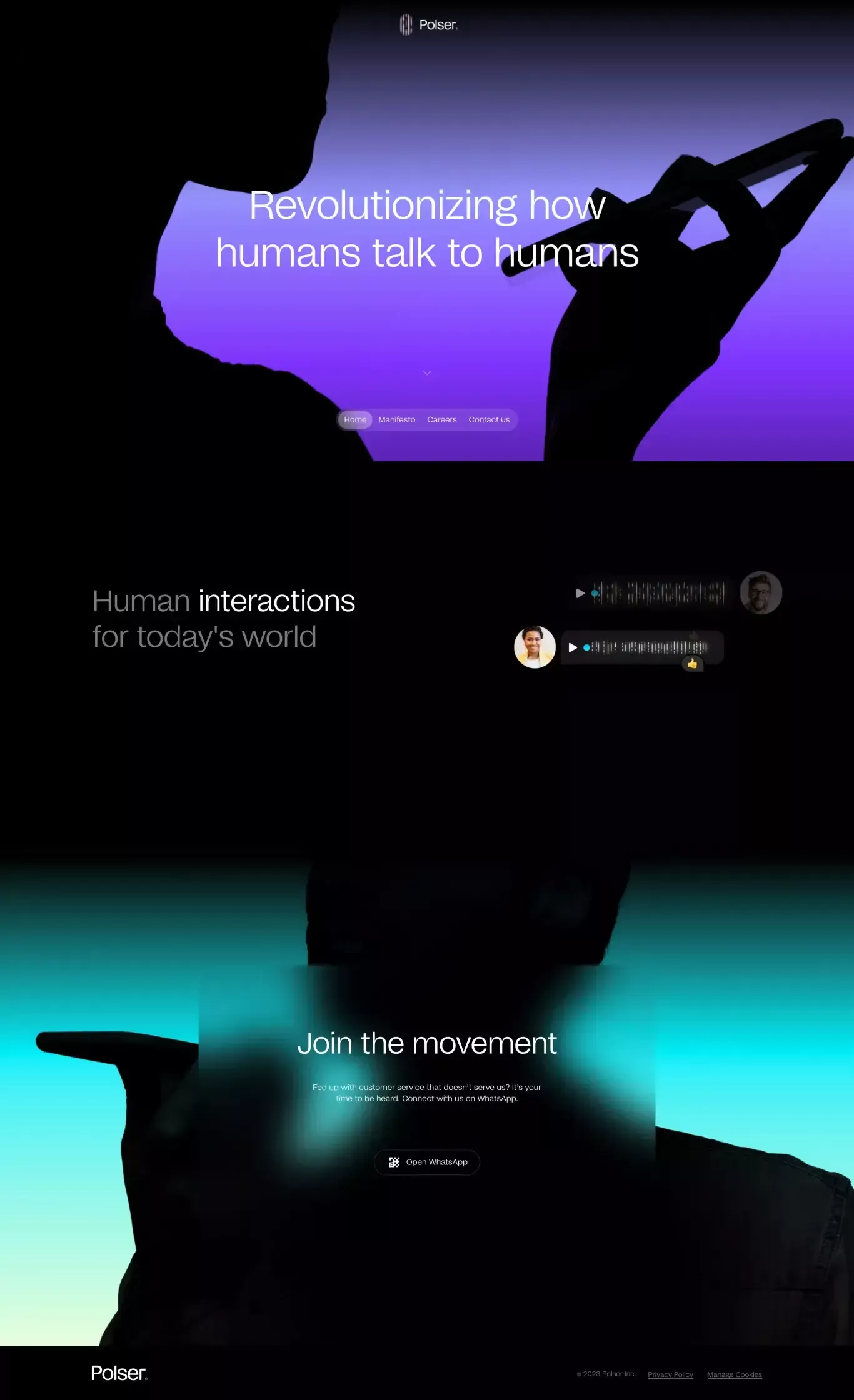 Polser — Revolutionizing how humans talk to humans - Landing design