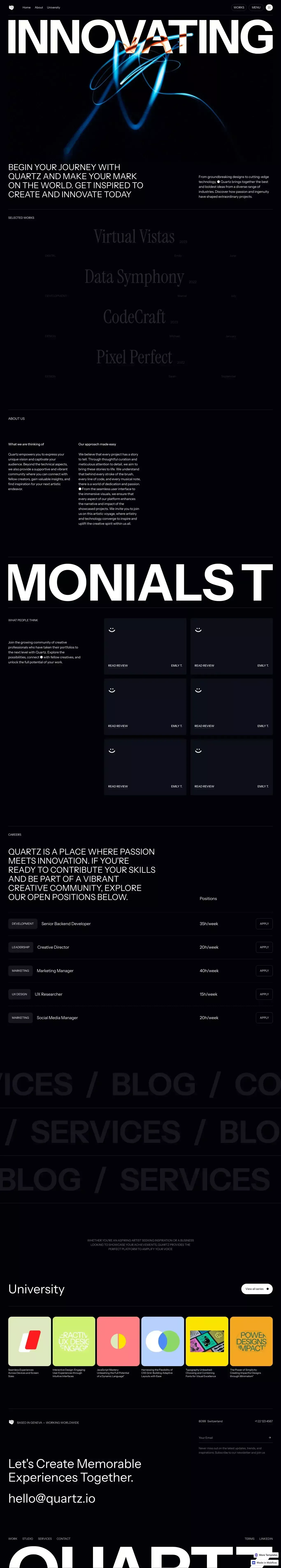 Home - Quartz - Webflow Website Template - website design