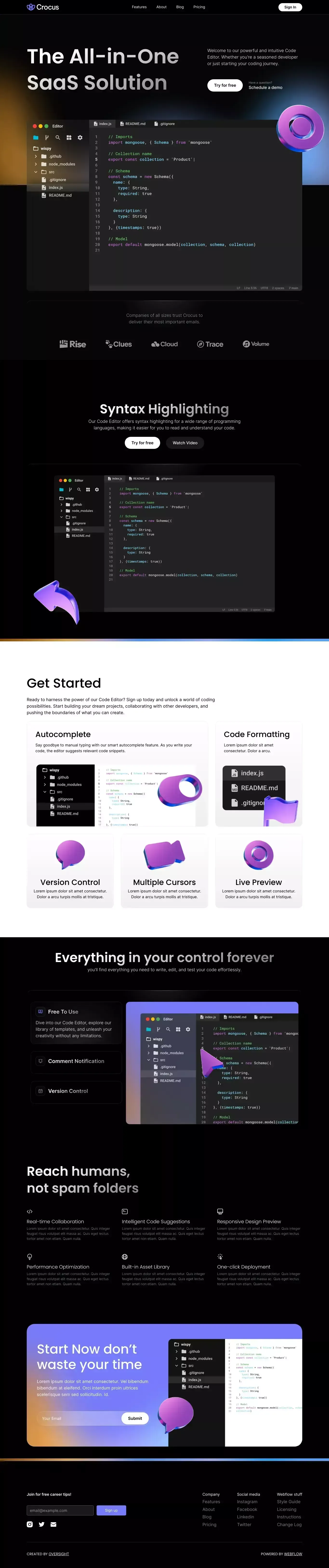 Crocus - Webflow HTML website template - Template design