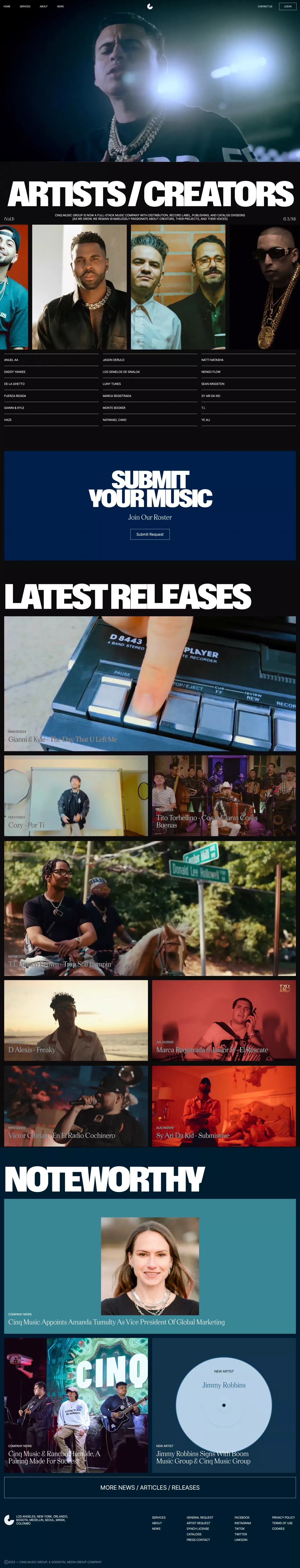 Cinq Music | More than music - Landing design