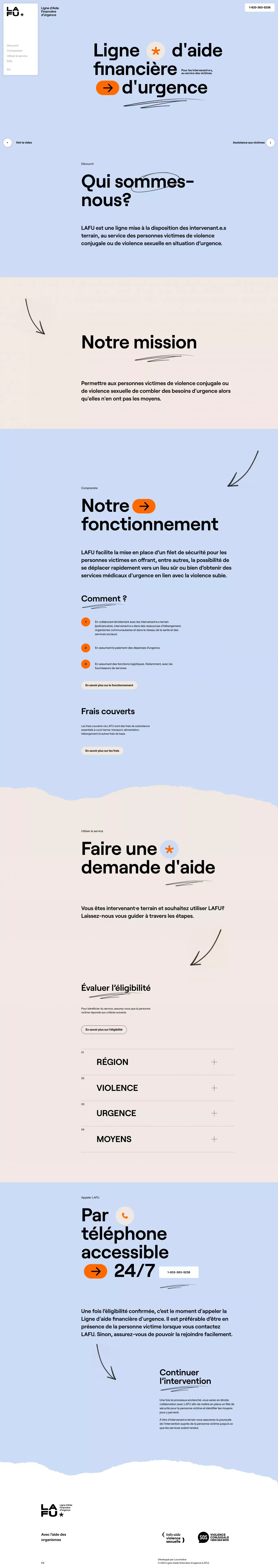 Ligne d'aide financière d'urgence | LAFU - Landing design