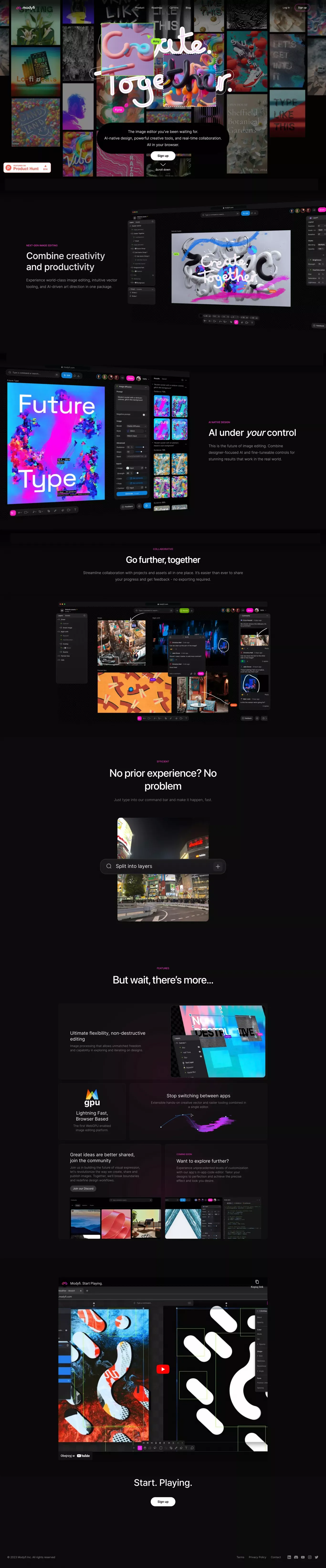 Modyfi - Create. Together. - Landing design
